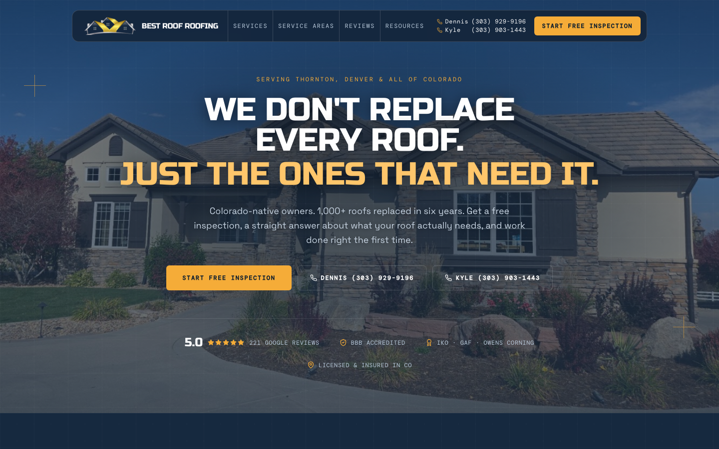 Best Roof Roofing website screenshot